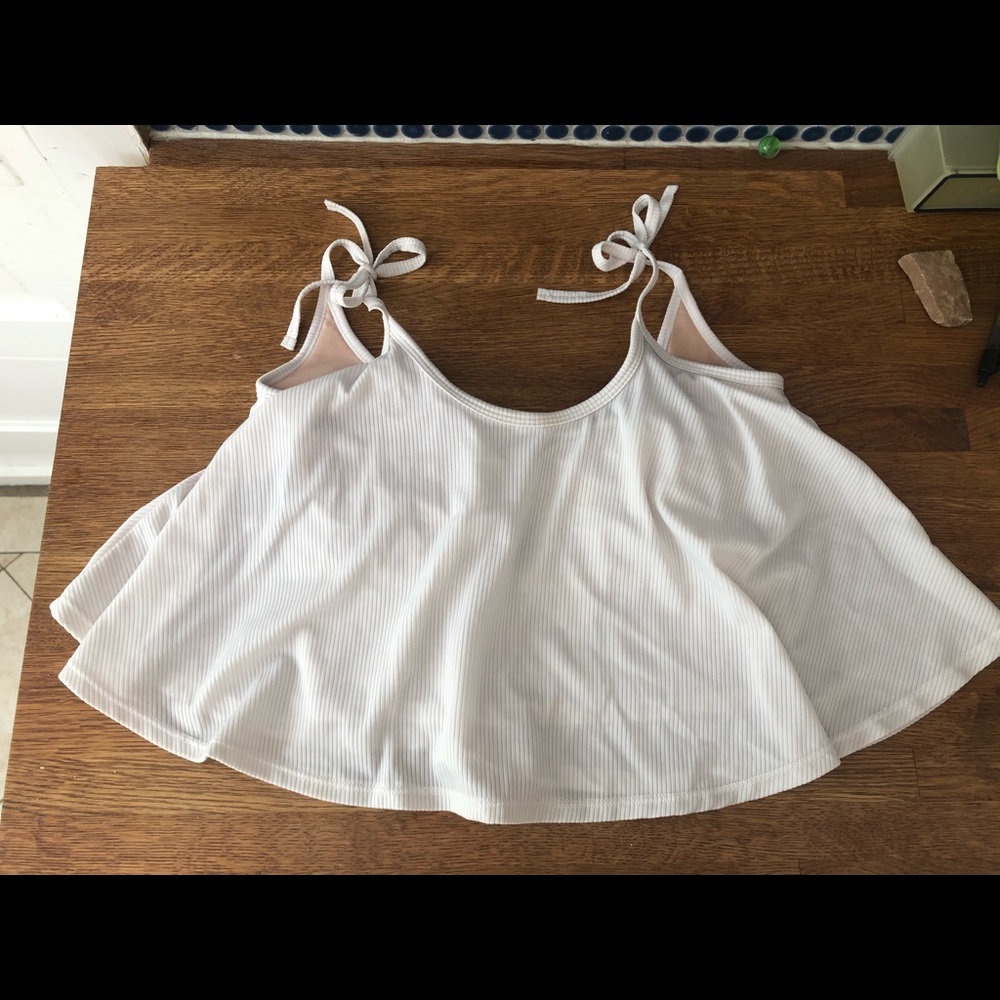 KJ white ribbed swing swim top